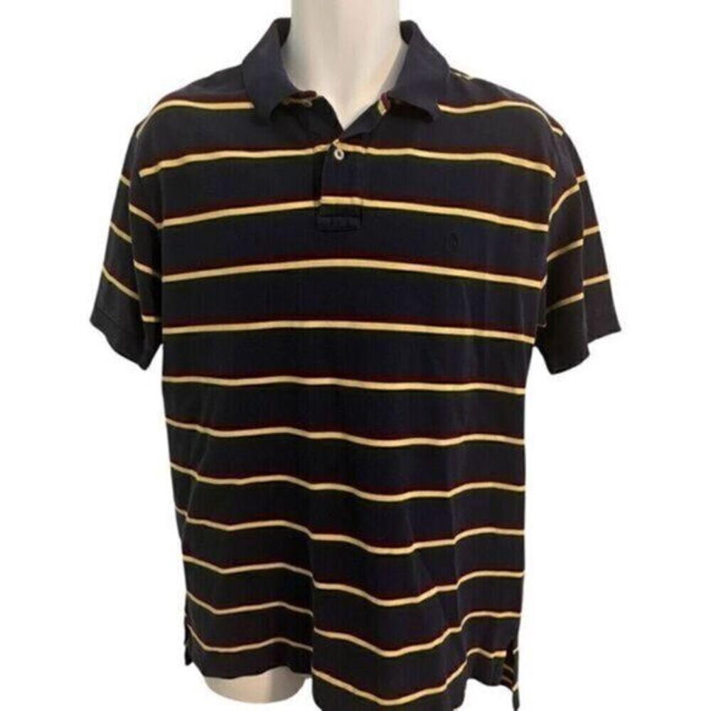 Vintage Ralph Lauren Polo Navy and Yellow Striped Polo Shirt